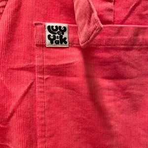 Lucy and Yak ‘Original’ organic corduroy overalls/dungarees in Pink Punch
